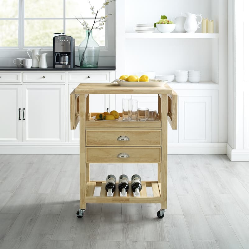 Crosley Bristol Double Drop Leaf Kitchen Cart Natural - 15.13"d x 45"w x 35.25"h