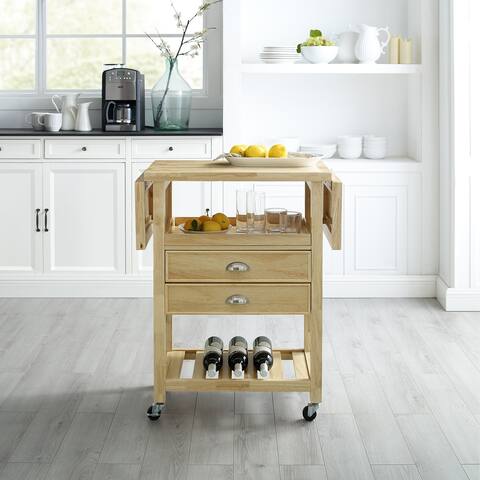 Bristol Double Drop Leaf Kitchen Cart Natural