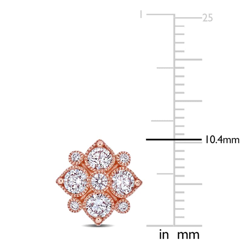 Miadora 14k Rose Gold 1ct TDW Diamond Floral Geometric Cluster Stud Earrings