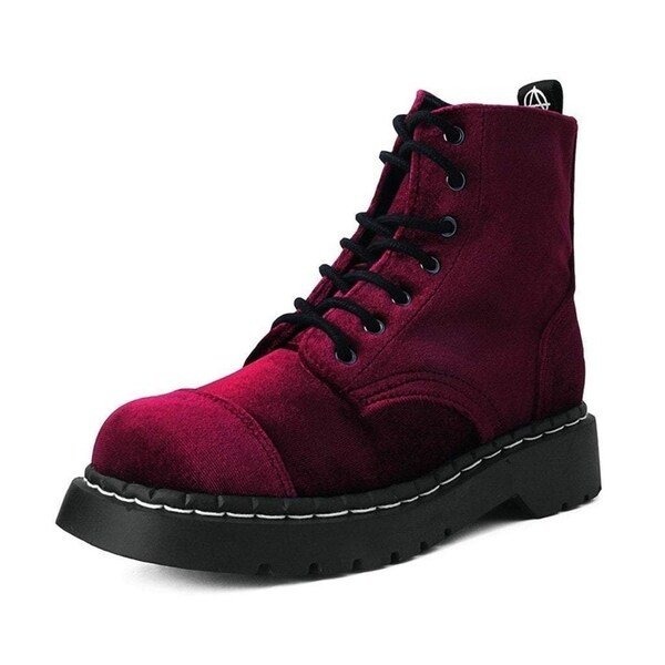 maroon velvet boots