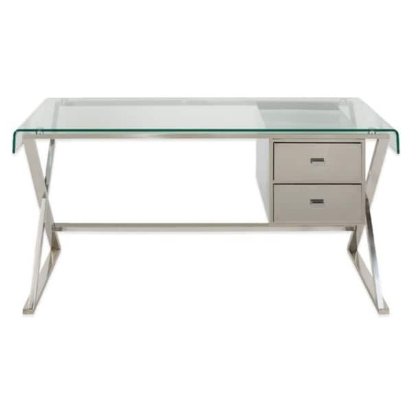 Shop Modern Glass Tyson Desk Free Shipping Today Overstock