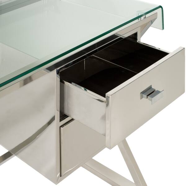 Shop Modern Glass Tyson Desk Free Shipping Today Overstock