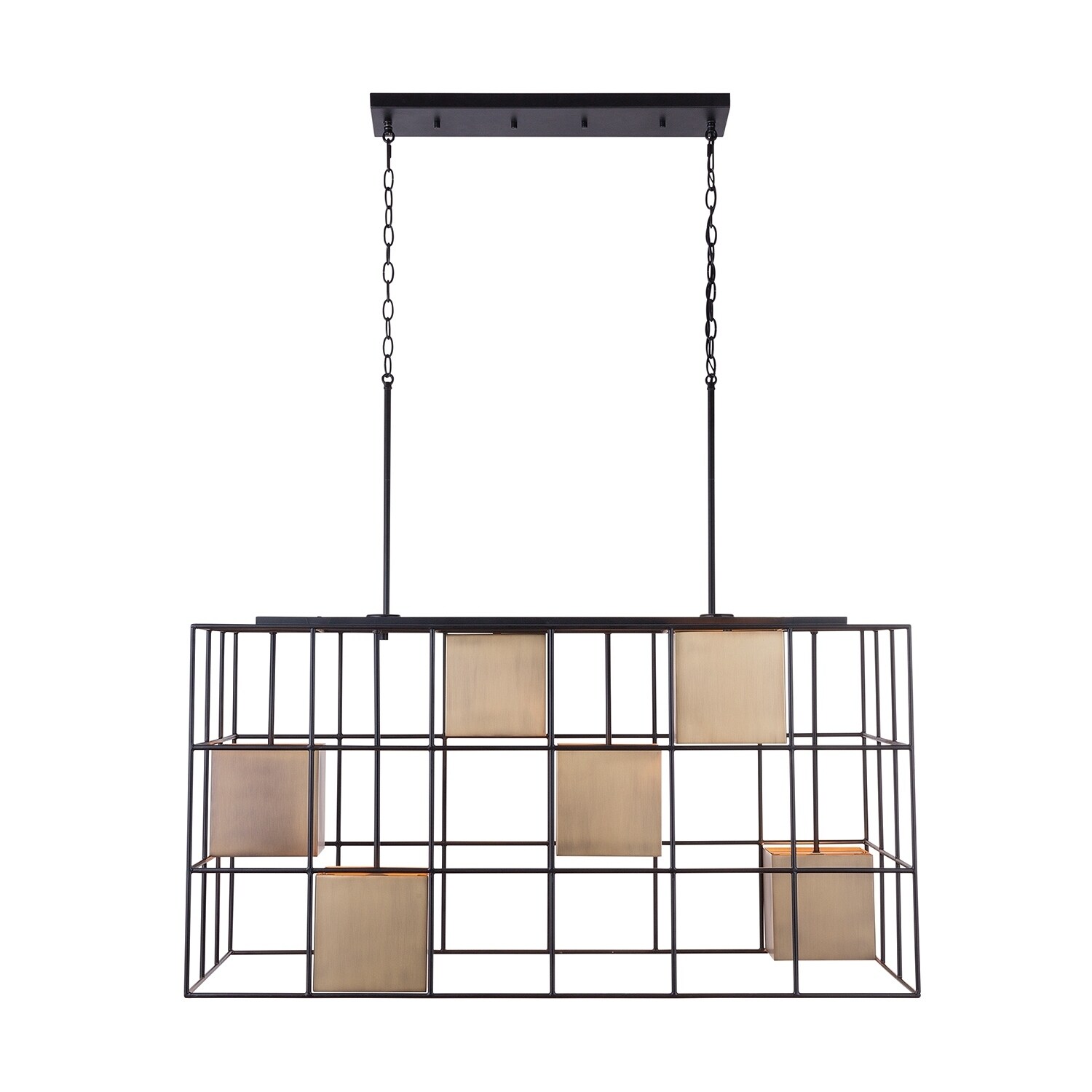Paxton 6-light Aged Brass/Black Island Fixture - Chandeliers For Bedrooms by Overstock.com