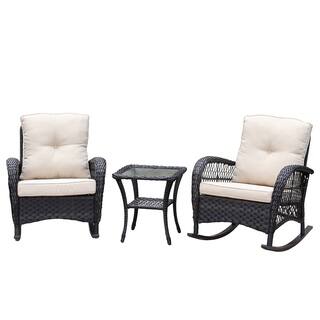 Havenside Home Scammon Bay 3-piece Wicker Rocker Conversation Set