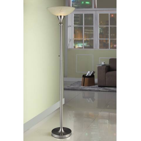 Artiva 71-inch Compact Fluorescent Torchiere Floor Lamp with Hand-Painted Alabaster Glass Shade