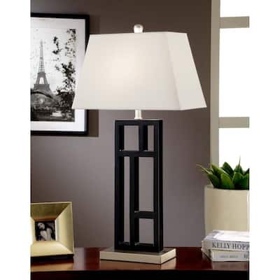 Artiva 31" Black & Brushed Steel Finish, Geometric-Sculptured Metal Table Lamp
