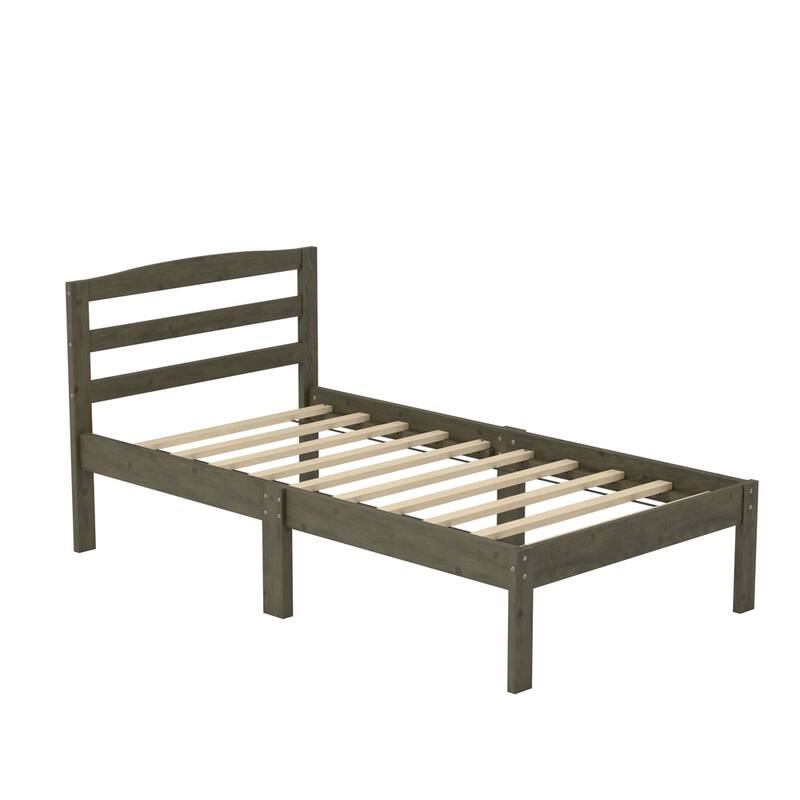 Amaryllis Contemporary Twin Wood Platform Kid Bed with Slatted Headboard by Taylor & Olive