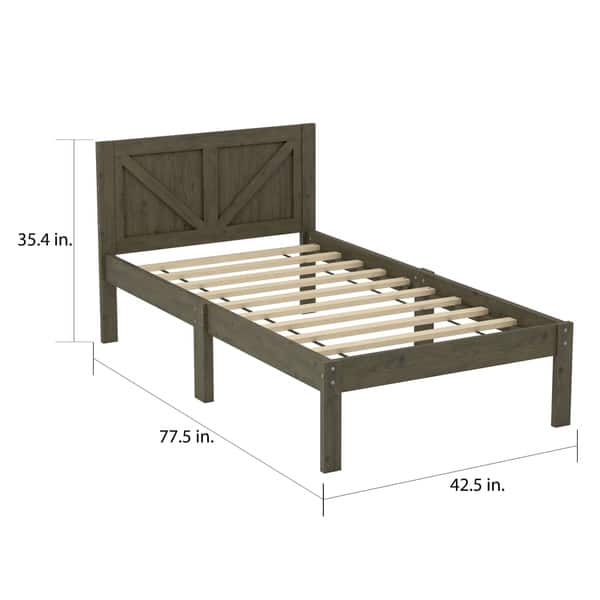 Amaryllis Contemporary Twin Wood Platform Kid Bed with Slatted Headboard by Taylor & Olive