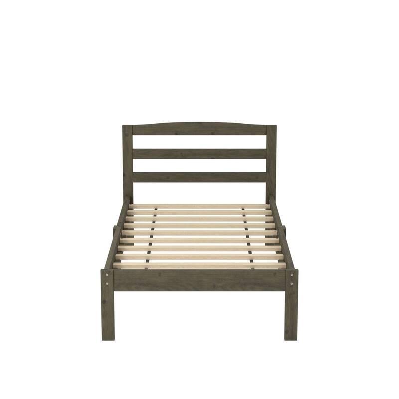 Amaryllis Contemporary Twin Wood Platform Kid Bed with Slatted Headboard by Taylor & Olive