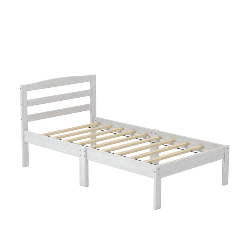 Amaryllis Contemporary Twin Wood Platform Kid Bed with Slatted Headboard by Taylor & Olive