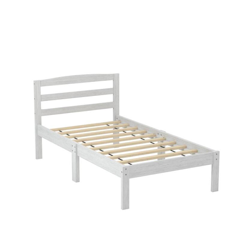 Amaryllis Contemporary Twin Wood Platform Kid Bed with Slatted Headboard by Taylor & Olive