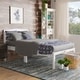 preview thumbnail 13 of 14, Amaryllis Contemporary Twin Wood Platform Kid Bed with Slatted Headboard by Taylor & Olive Wire-Brushed White