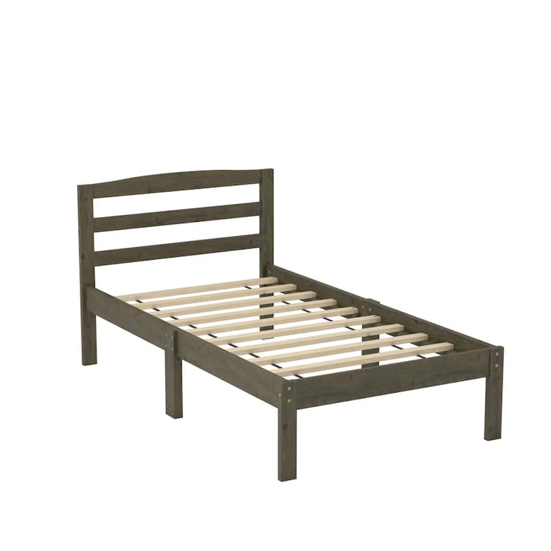 Amaryllis Contemporary Twin Wood Platform Kid Bed with Slatted Headboard by Taylor & Olive