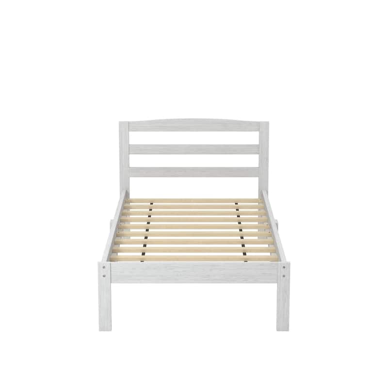 Amaryllis Contemporary Twin Wood Platform Kid Bed with Slatted Headboard by Taylor & Olive