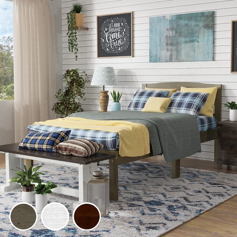 Amaryllis Contemporary Twin Wood Platform Kid Bed with Slatted Headboard by Taylor & Olive