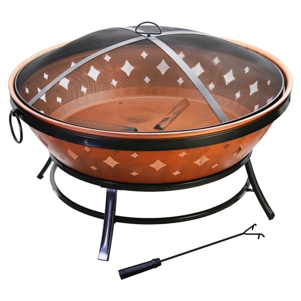 Shop Havenside Home Chaffrey 35 Inch Round Copper Finish Fire Pit