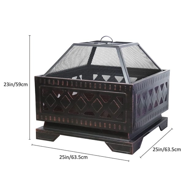 Shop Havenside Home Chaffrey 25 Inch Square Copper Finish Fire Pit