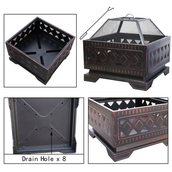 Shop Havenside Home Chaffrey 25 Inch Square Copper Finish Fire Pit