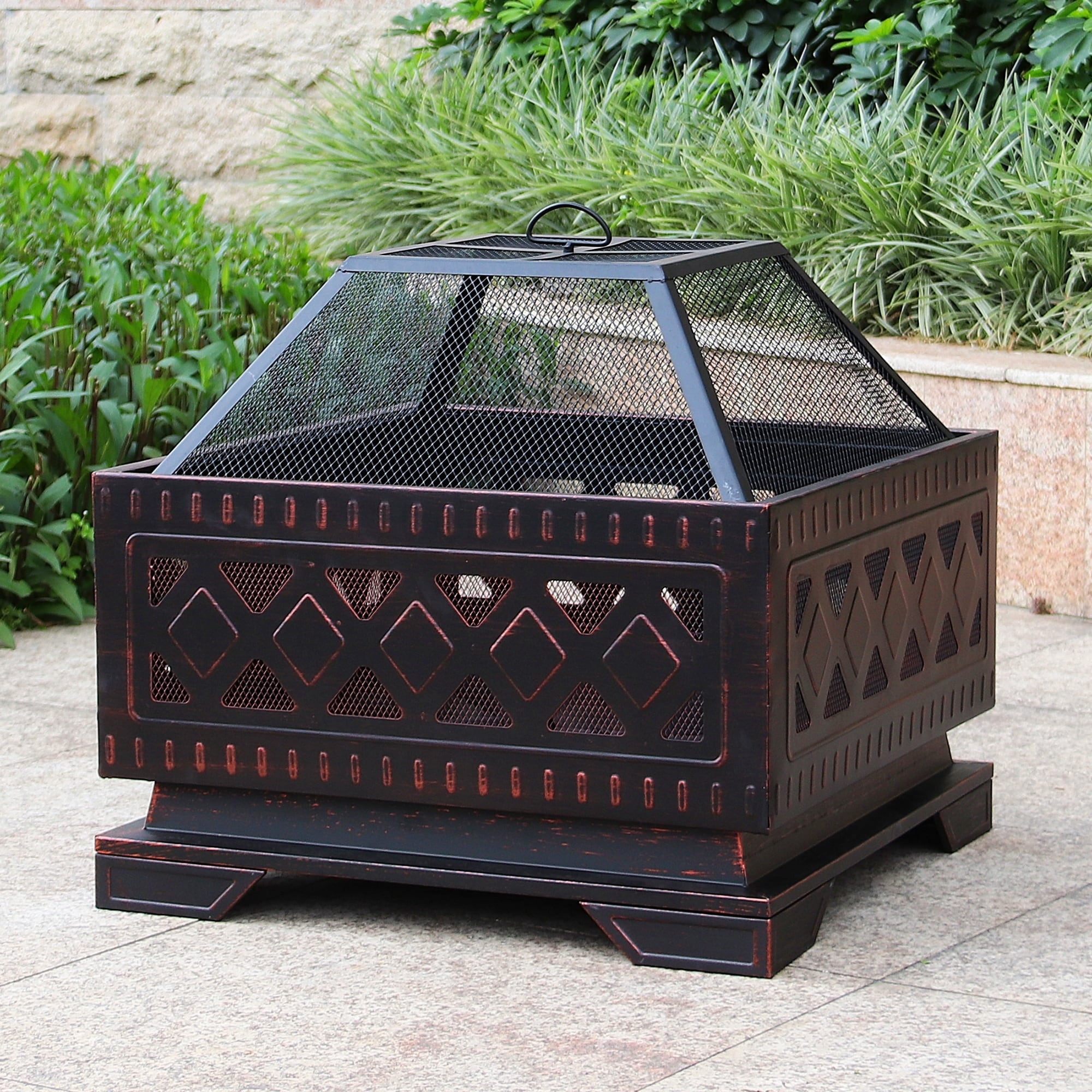 Shop Havenside Home Chaffrey 25 Inch Square Copper Finish Fire Pit