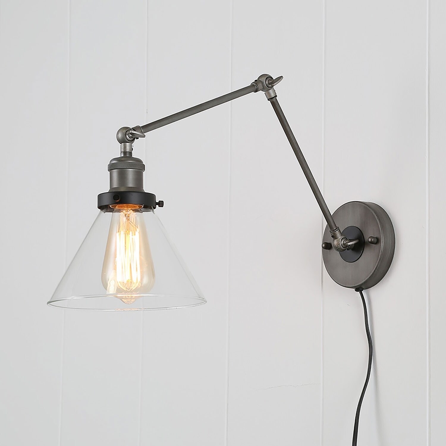 Merida Plug In Adjule Wall Lamp Sconce With Clear Gl Wall Lamp Sconce With Clear Gl
