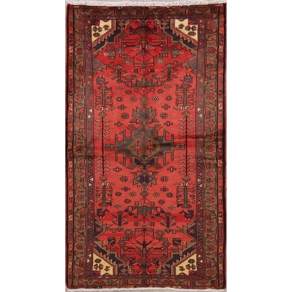 Hamedan Oriental Hand Knotted Persian Wool Area Rug - 6'1" x 3'6"
