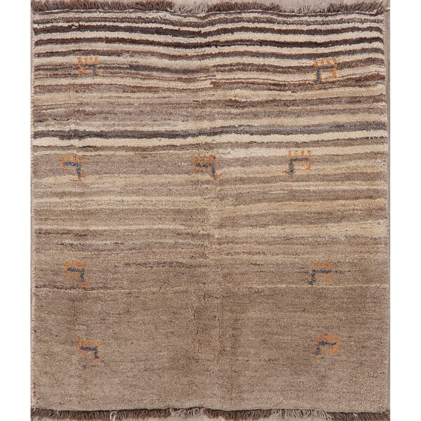 Gabbeh Oriental Hand Knotted Wool Persian Tribal Area Rug - 4'8" x 3'9"