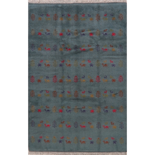 Traditional Gabbeh Tribal Oriental Hand Knotted Persian Wool Area Rug - 7'9" x 5'3"