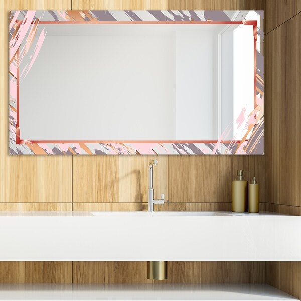 Designart 'Gold and Pink Frame 14' Glam Mirror - Modern Vanity Mirror - Multi