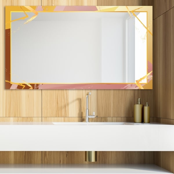 Designart 'Gold and Pink Frame 7' Glam Mirror - Modern Vanity Mirror - Multi