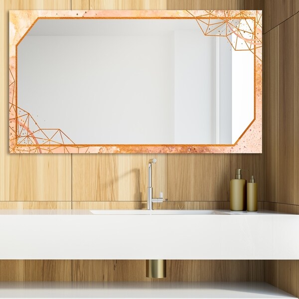 Designart 'Gold and Pink Frame 21' Glam Mirror - Modern Vanity Mirror - Brown