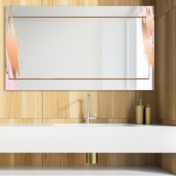 Designart 'Copper Minimal 13' Glam Mirror - Modern Vanity Mirror - Brown