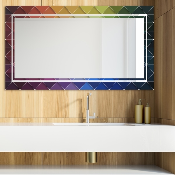 Designart 'Triangular Colourfields 37' Glam Mirror - Modern Vanity Mirror - Multi
