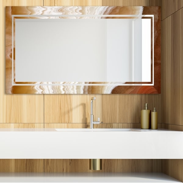Designart 'Marbled Geode 20' Glam Mirror - Modern Vanity Mirror - Brown