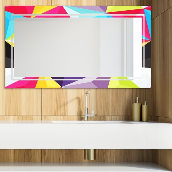 Designart 'Capricious Colorfields 4' Glam Mirror - Modern Vanity Mirror - Multi