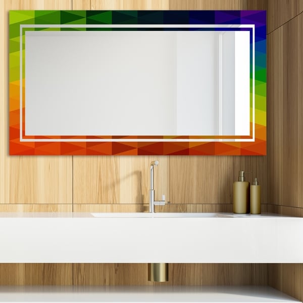 Designart 'Triangular Colourfields 40' Glam Mirror - Modern Vanity Mirror - Multi