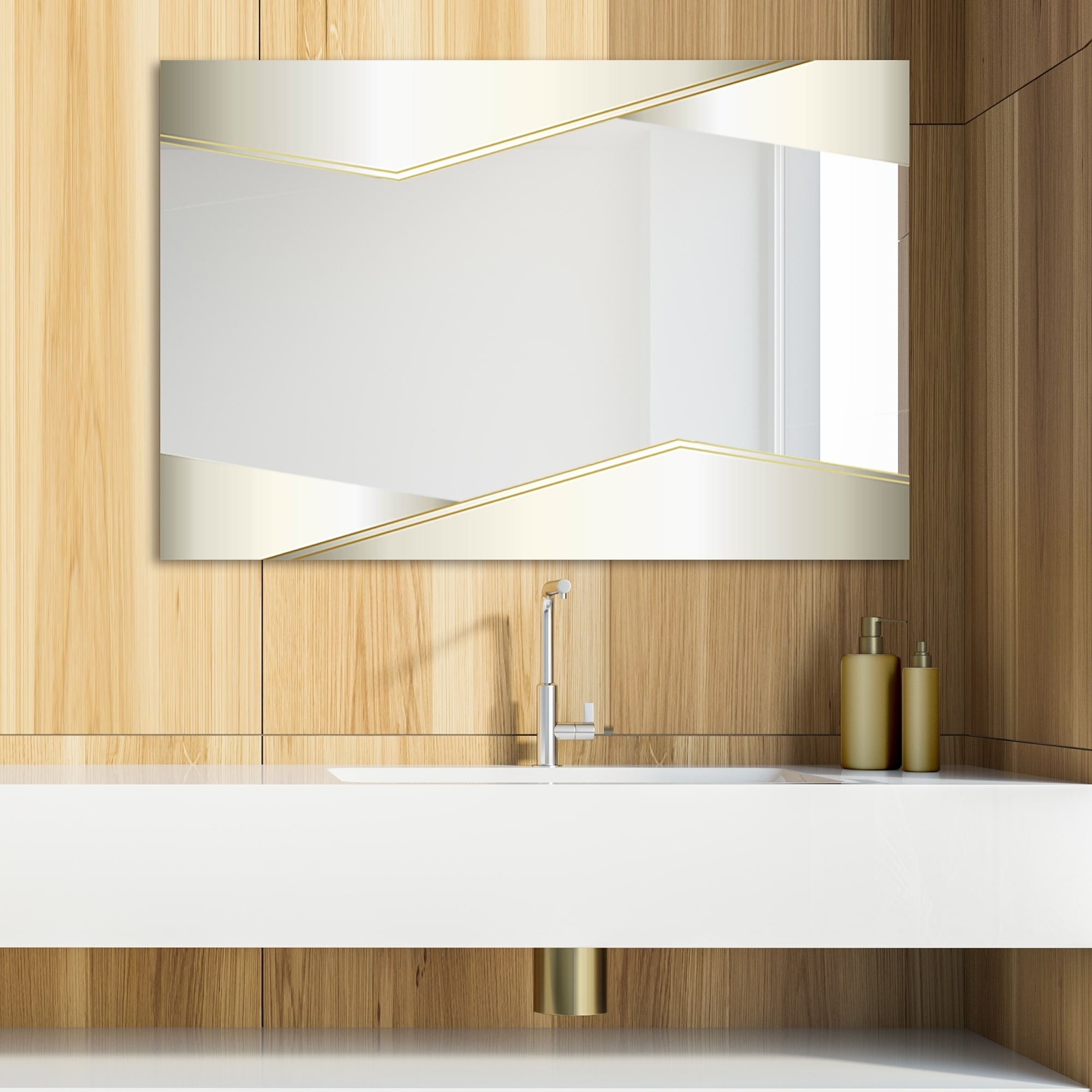 Shop Designart Capital Gold Sleek 23 Glam Mirror Modern Vanity Mirror Overstock 28584284