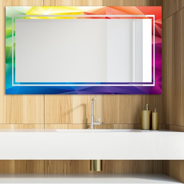 Designart 'Triangular Colourfields 44' Glam Mirror - Modern Vanity Mirror - Blue