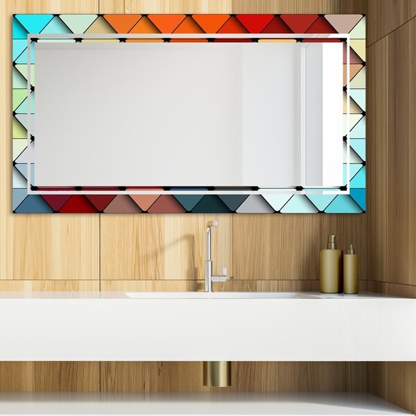 Designart 'Triangular Colourfields 43' Glam Mirror - Modern Vanity Mirror - Multi