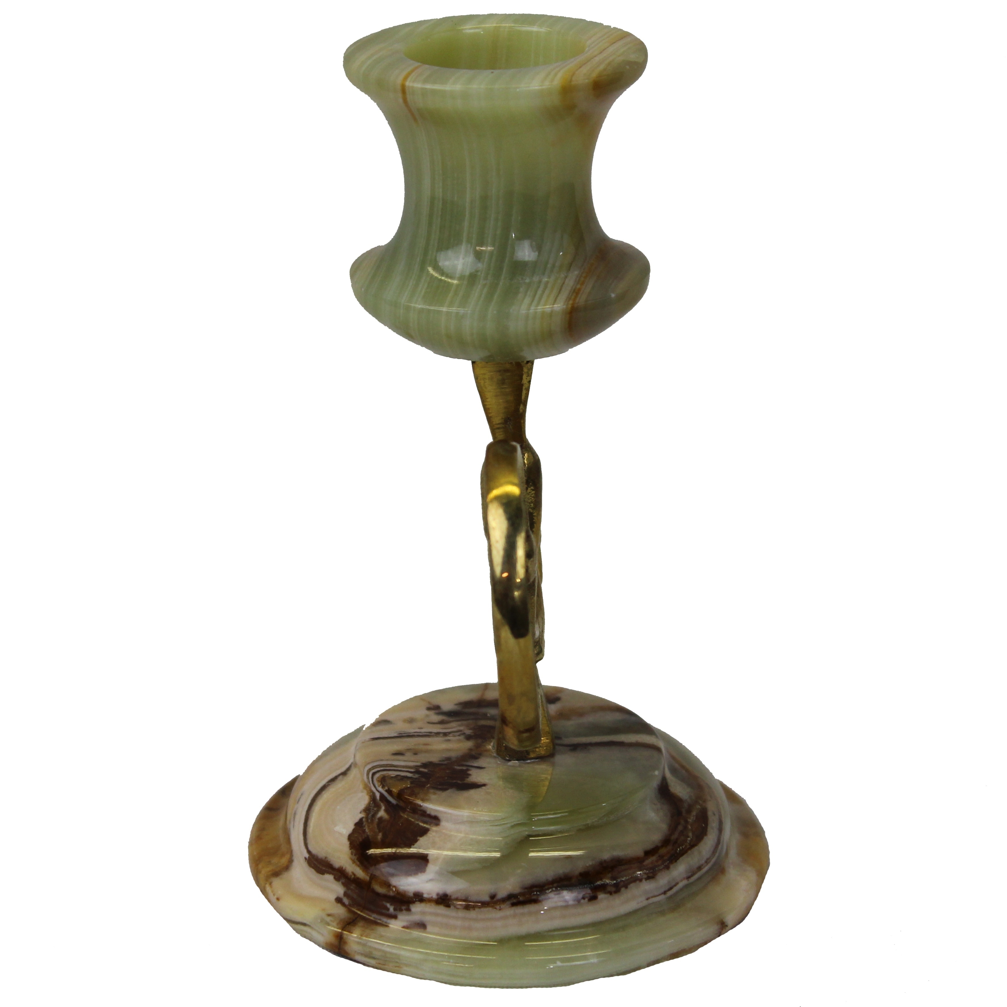 Natural Geo Multicolored Handcrafted 8" Onyx Triple Candle Holder 