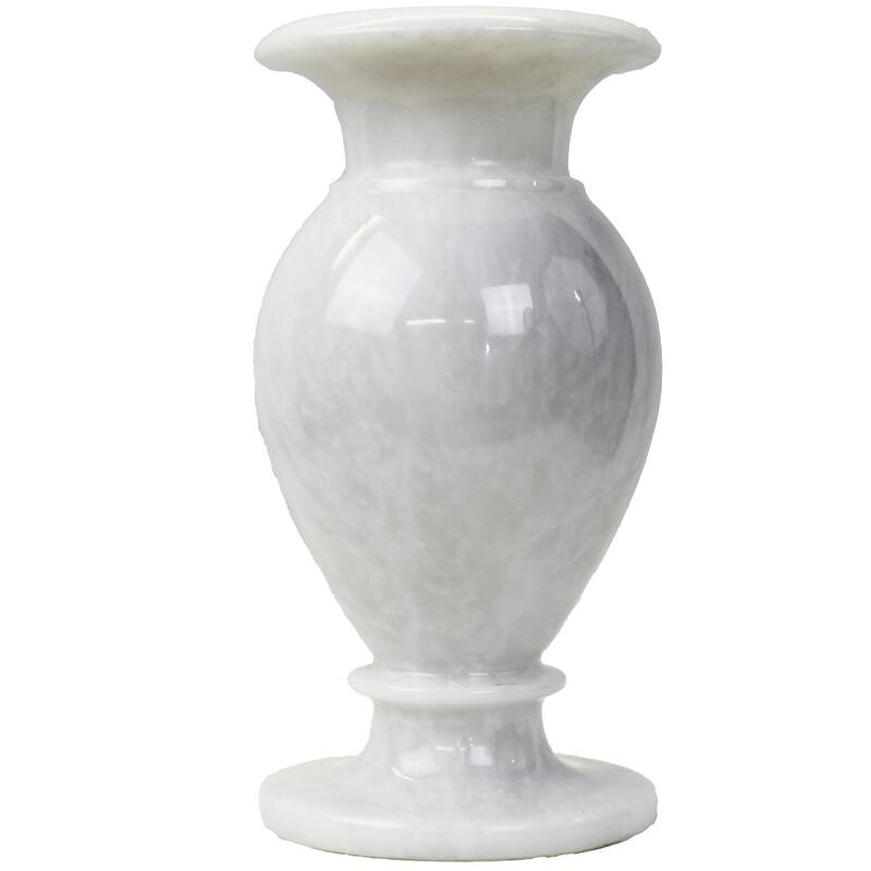 Natural Geo White Decorative Handcrafted 8" Marble Vase