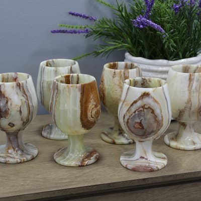 Natural Geo Decorative Handcrafted Onyx Wine Glass (Set of 6)