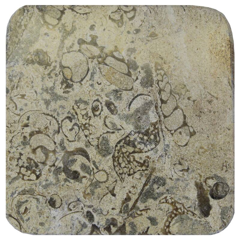 Natural Geo Beige Decorative Square Marble Drink Coaster (Set of 6)