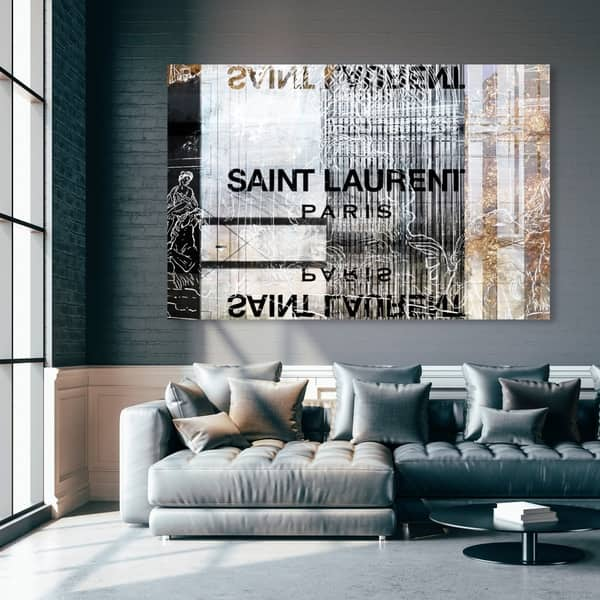  The Oliver Gal Artist Co. Fashion and Glam Contemporary Wrapped  Canvas Wall Art Parisian Road Sign Living Room Bedroom and Bathroom Home  Decor 45 in x 30 in White and Gold 