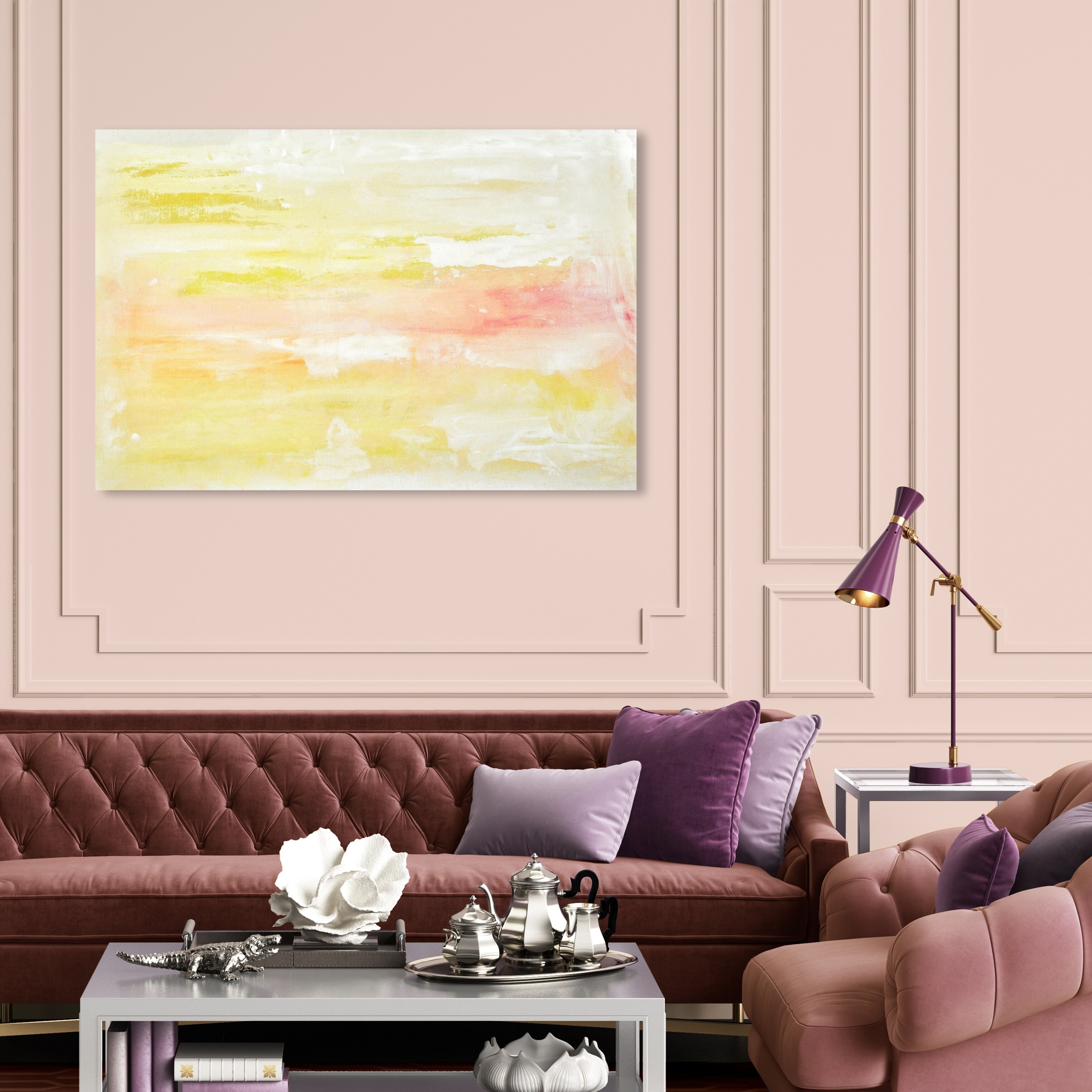 Shop Oliver Gal Peaceful Sunset Abstract Wall Art Canvas Print Yellow White Overstock 28584917