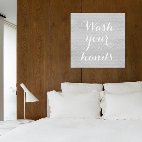 Oliver Gal 'Wash Your Hands' Bath and Laundry Wall Art Canvas Print - Gray, White