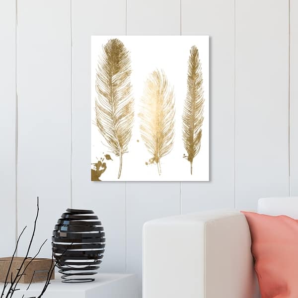 Oliver Gal 'Gold Feathers' Fashion and Glam Wall Art Canvas Print