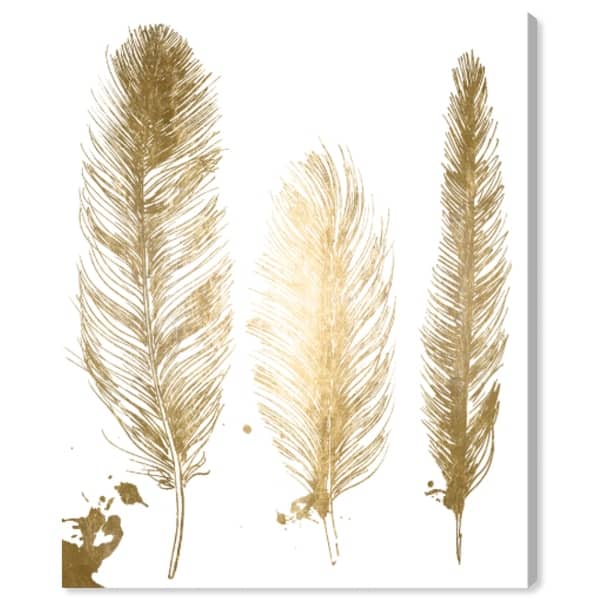 Oliver Gal 'Gold Feathers' Fashion and Glam Wall Art Canvas Print