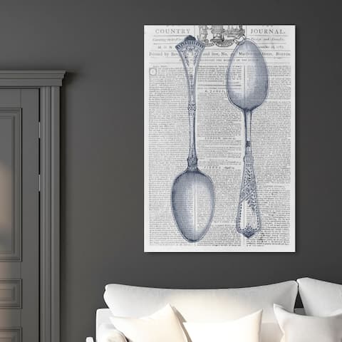 Oliver Gal 'Vintage Spoon Kitchen' Food and Cuisine Wall Art Canvas Print - Blue, Gray