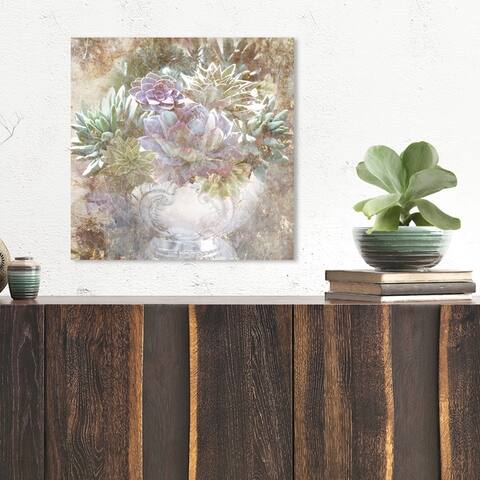 Oliver Gal 'Serving Succulents' Floral and Botanical Wall Art Canvas Print - Green, Purple