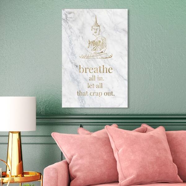 Shop Oliver Gal Bathroom Buddha Art Spiritual And Religious Wall Art Canvas Print Gold White Overstock 28585456 40 X 60